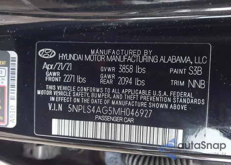 2021 Hyundai Elantra Sel from USA, damaged, VIN 5NPLS4AG5MH046927